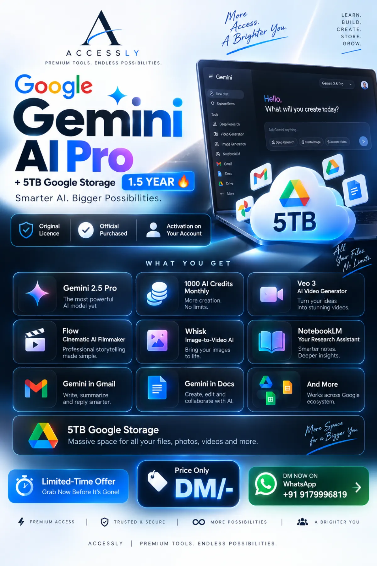 Google Gemini AI Pro with cloud storage creative